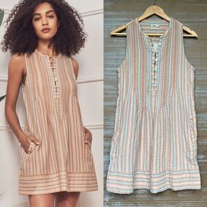 Faherty Isha Organic Cotton Dress Multicolor Striped Boho Beachy Preppy Womens S